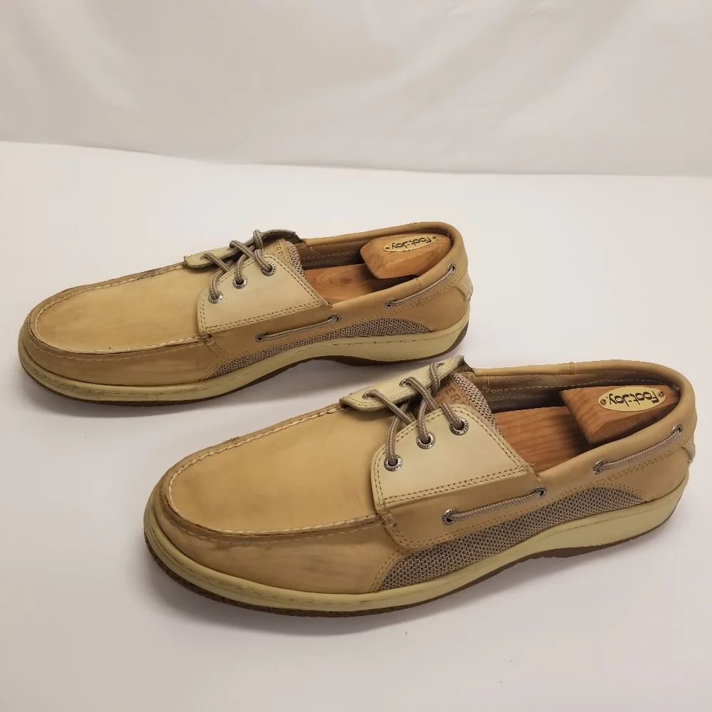 Sperry Top-Sider Men Sz 14M Boat Shoes Billfish 2 Tone Tan Beige Leather